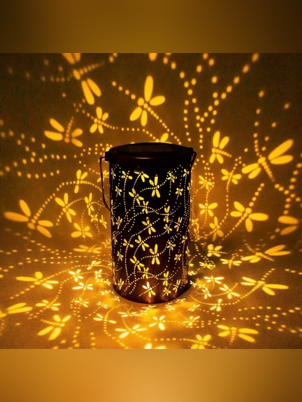 Dragonfly Pattern Decorative Lantern - Yellow Illumination